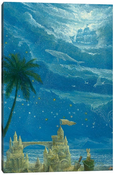 Sand Castle And Summer Dream Canvas Art Print - Humpback Whale Art
