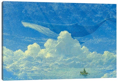 The Blue At Twilight Canvas Art Print - Humpback Whale Art