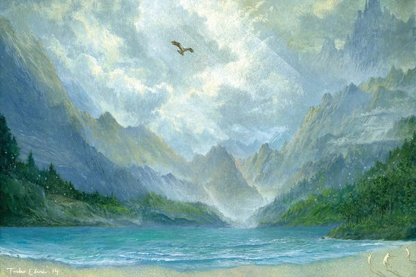 Rabbits: Landscape Cheerful Rabbits by Toshio Ebine