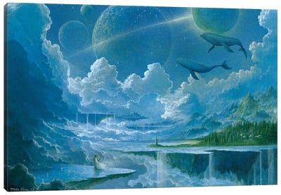 Floating Island Canvas Art Print - Whale Art