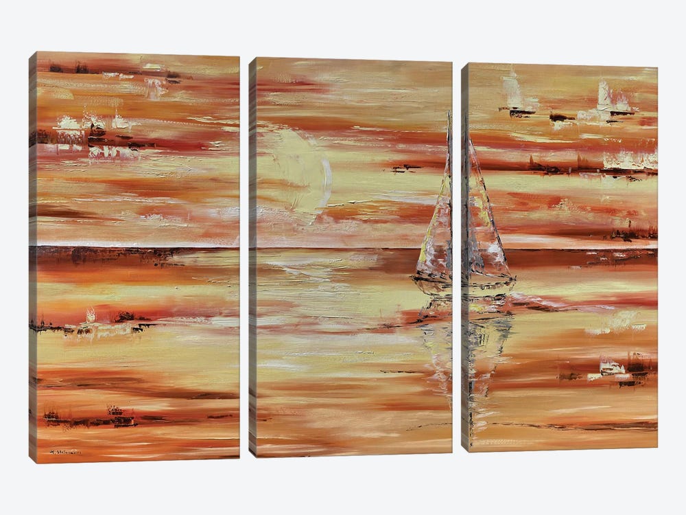 Orange Waves by Tanya Stefanovich 3-piece Art Print