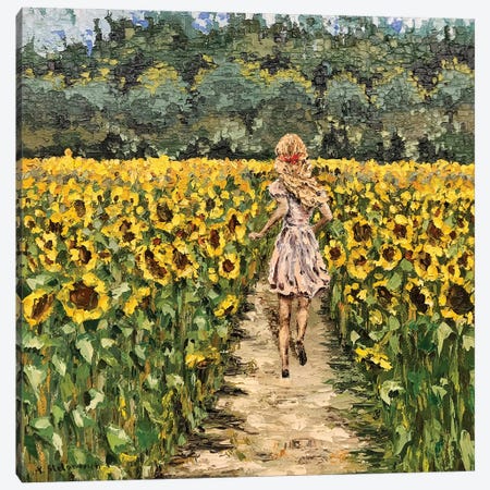 Sunflower Run Canvas Print #TSF69} by Tanya Stefanovich Canvas Artwork