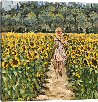 Sunflower Run Canvas Art Print - Tanya Stefanovich