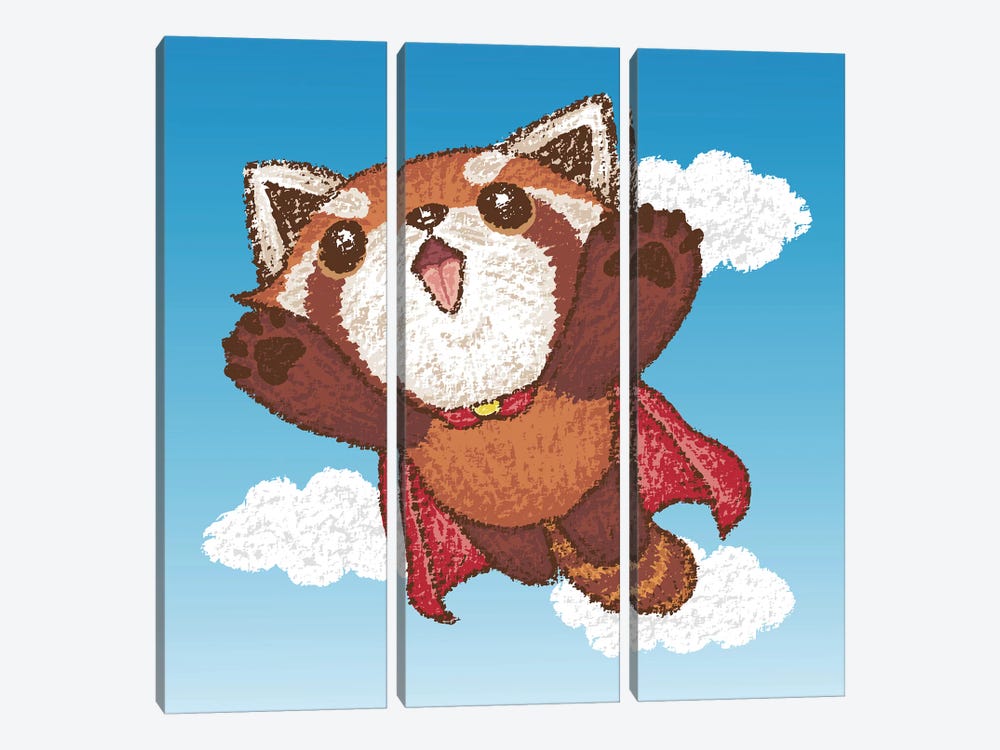 Red Panda Superhero by Toru Sanogawa 3-piece Canvas Art