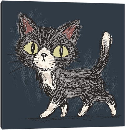 Rough Sketch Of A Cat Canvas Art Print - Tuxedo Cat Art