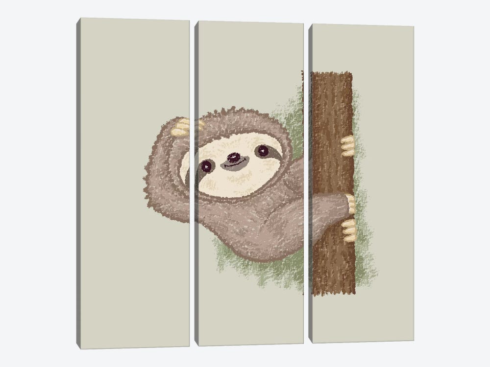 Shy Sloth by Toru Sanogawa 3-piece Canvas Art Print