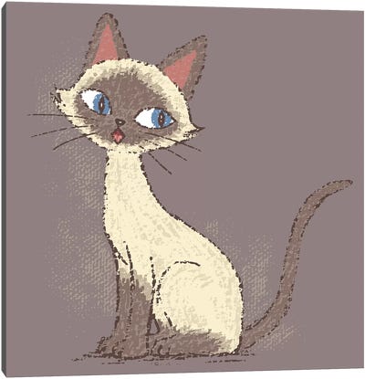 Siamese Cat Sitting Canvas Art Print - Toru Sanogawa