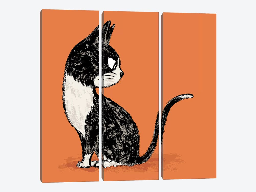 Black Cat Looking Back by Toru Sanogawa 3-piece Art Print