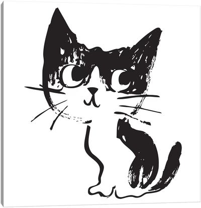 Sketch Of Cat Canvas Art Print - Toru Sanogawa