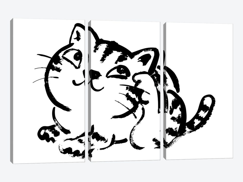 Sketch Of Cat Scratches by Toru Sanogawa 3-piece Canvas Wall Art