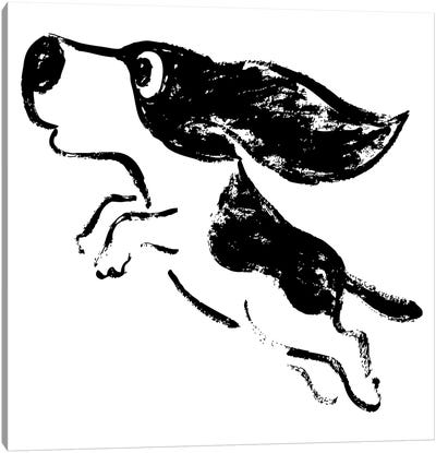 Sketch Of Dog Jump Canvas Art Print - Minimalist Nursery