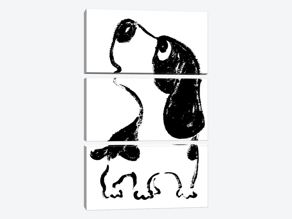 Sketch Of Dog Looks Up by Toru Sanogawa 3-piece Art Print