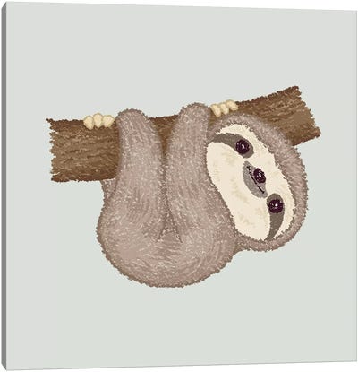 Sloth On The Tree Canvas Art Print - Sloth Art