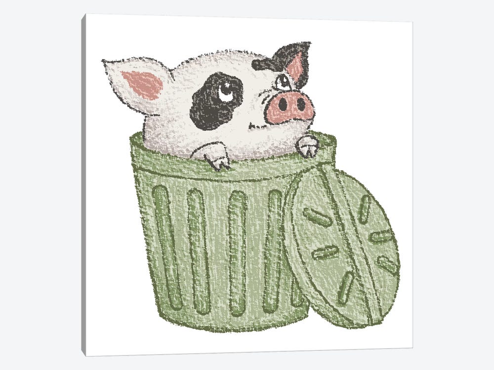 Spotted Pig In A Bucket by Toru Sanogawa 1-piece Canvas Print