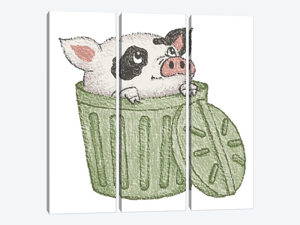 Spotted Pig In A Bucket by Toru Sanogawa 3-piece Art Print