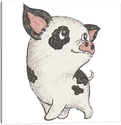 Spotted Pig Walking Canvas Art Print - Toru Sanogawa