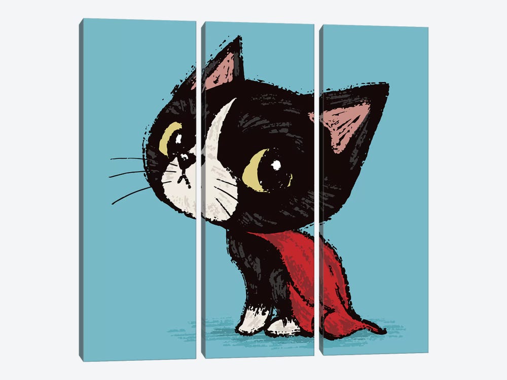 Super Cat by Toru Sanogawa 3-piece Canvas Print