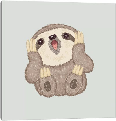 Surprised Sloth Canvas Art Print - Sloth Art