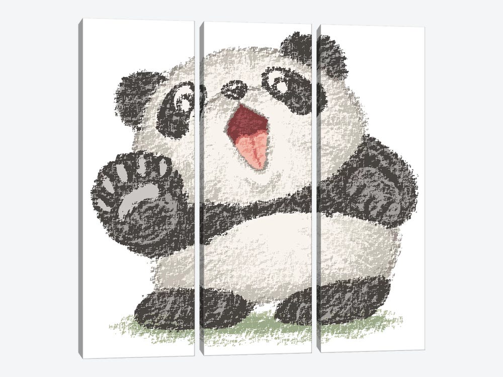 Surprized Panda by Toru Sanogawa 3-piece Canvas Art