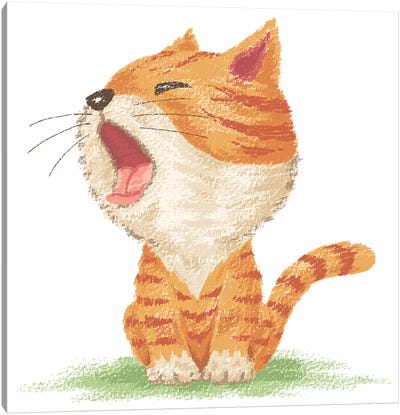 Tabby To Yawn Canvas Art Print - Tabby Cat Art