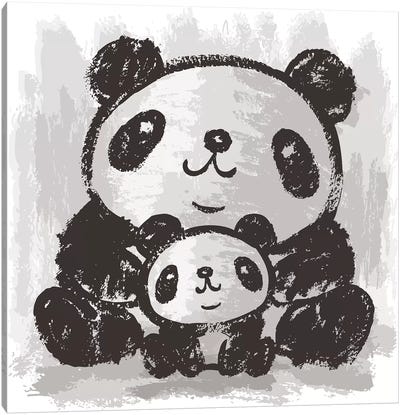 Two Pandas Are Sitting Canvas Art Print - Toru Sanogawa