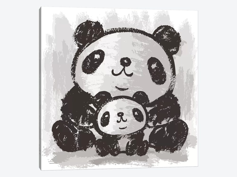 Two Pandas Are Sitting by Toru Sanogawa 1-piece Canvas Art Print