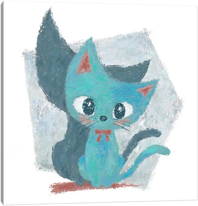 Blue Green Kitten Canvas Art Print - Toru Sanogawa