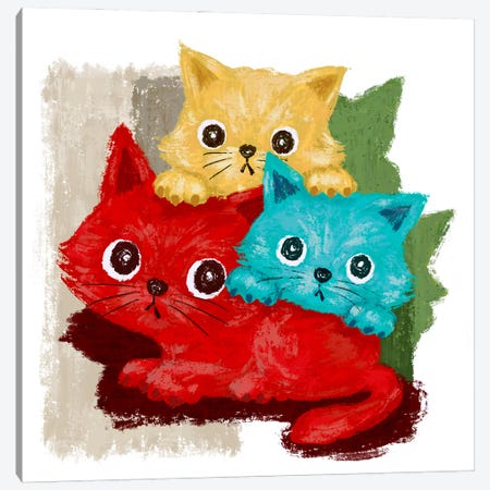 Colorful Cats Family Canvas Print #TSG163} by Toru Sanogawa Canvas Wall Art