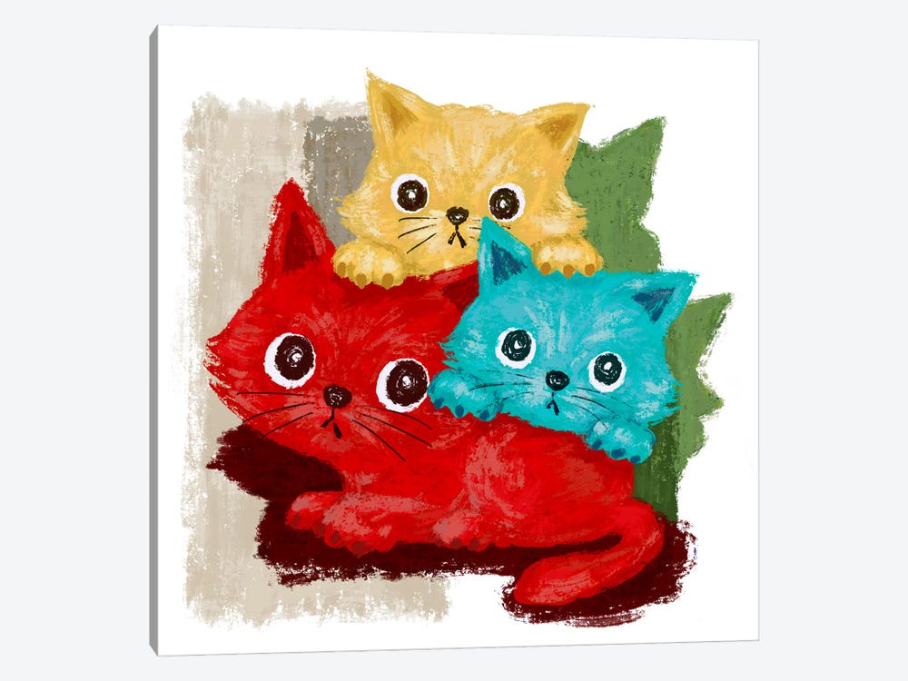 Colorful Cats Family by Toru Sanogawa 1-piece Art Print
