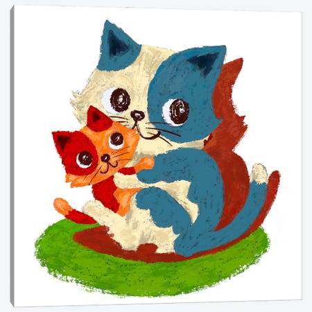 Colorful Cats Mother And Child Canvas Print #TSG164} by Toru Sanogawa Canvas Print