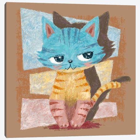 Colorful Stripy Cat Canvas Print #TSG165} by Toru Sanogawa Canvas Art Print