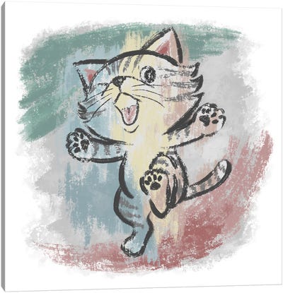 Dancing American Shorthair Canvas Art Print - Kitten Art