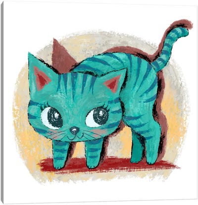 Green Kitten Canvas Art Print - Kitten Art