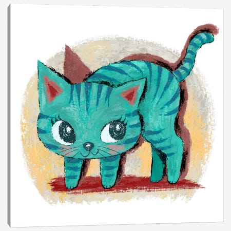 Green Kitten Canvas Print #TSG168} by Toru Sanogawa Canvas Art