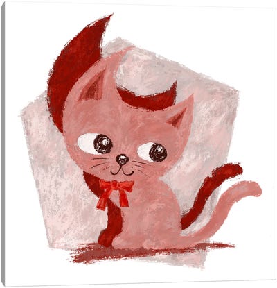 Pink Kitten Canvas Art Print - Kitten Art