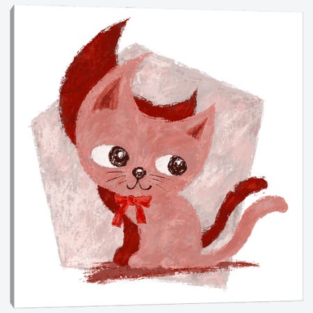 Pink Kitten Canvas Print #TSG171} by Toru Sanogawa Art Print