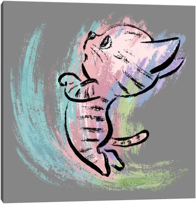Jumping Kitten Canvas Art Print - Kitten Art