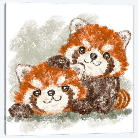 Two Happy Red Pandas Canvas Print #TSG179} by Toru Sanogawa Canvas Art Print