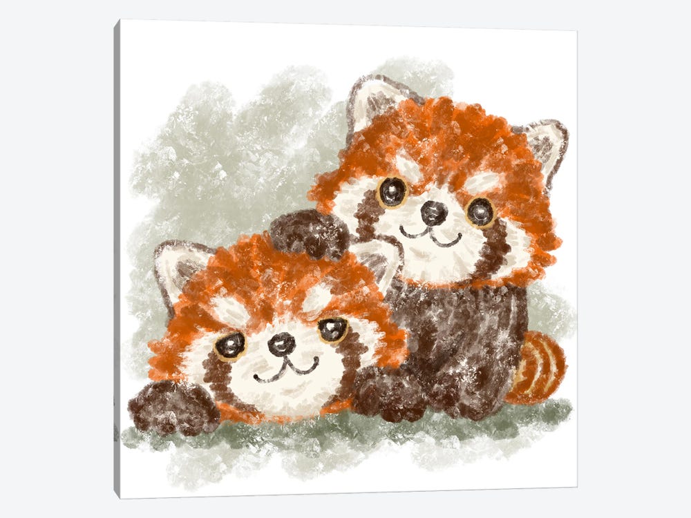 Two Happy Red Pandas by Toru Sanogawa 1-piece Canvas Artwork
