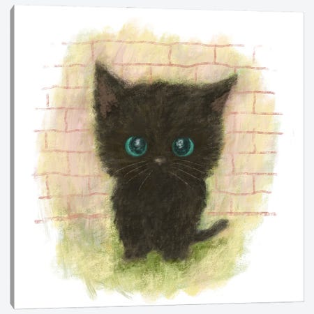 Black Cat With Blue Eyes Is Sitting There Canvas Print #TSG182} by Toru Sanogawa Canvas Artwork