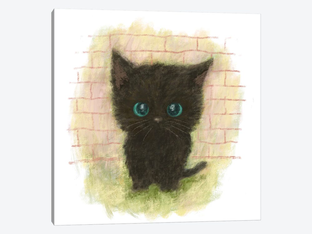 Black Cat With Blue Eyes Is Sitting There by Toru Sanogawa 1-piece Canvas Wall Art
