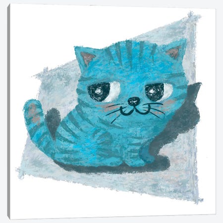 Blue Kitten Canvas Print #TSG184} by Toru Sanogawa Art Print