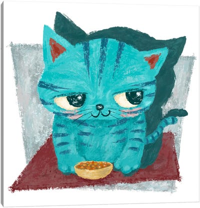 Blue-Green Kitten's Diet Canvas Art Print - Toru Sanogawa