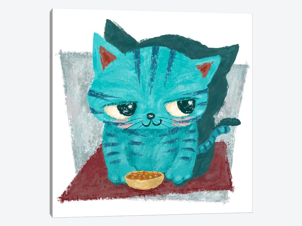 Blue-Green Kitten's Diet by Toru Sanogawa 1-piece Canvas Print
