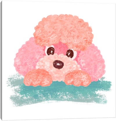 Pink Poodle Canvas Art Print - Poodle Art