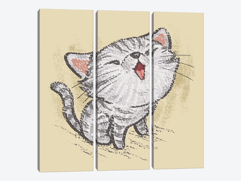 American Short Hair Kitten In A Good Mood by Toru Sanogawa 3-piece Canvas Artwork