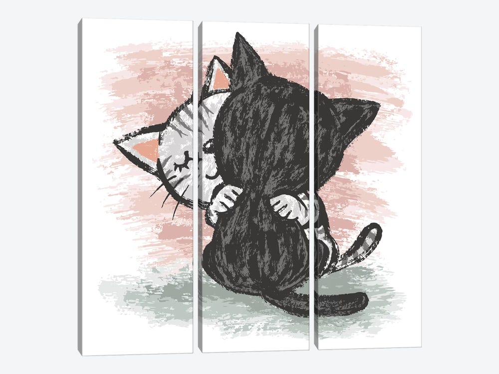 Cats Hug by Toru Sanogawa 3-piece Art Print
