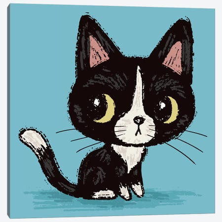 Cute Black Kitten Canvas Print #TSG33} by Toru Sanogawa Canvas Art
