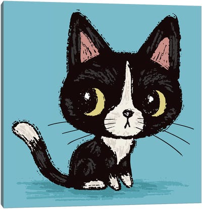 Cute Black Kitten Canvas Art Print - Toru Sanogawa