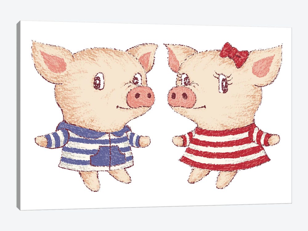 Cute Pig Couple by Toru Sanogawa 1-piece Art Print